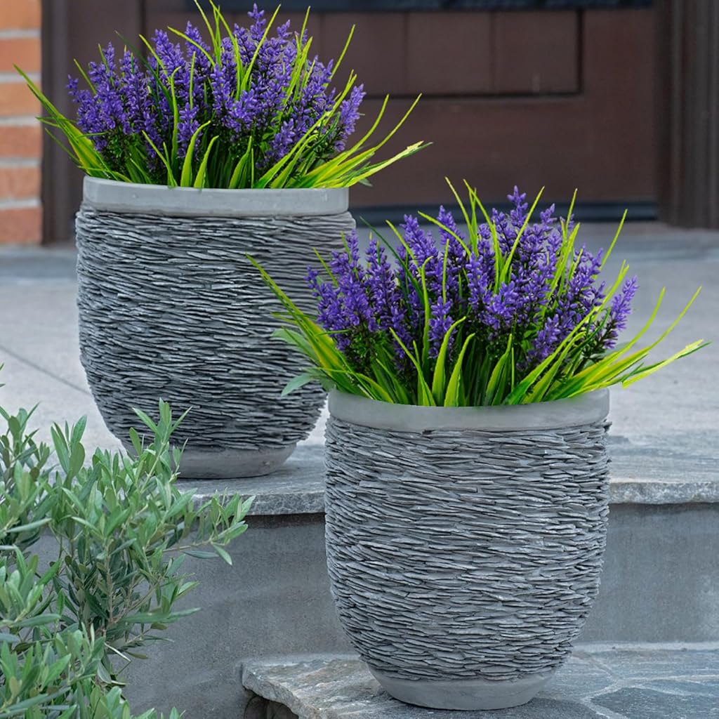 24 pcs Artificial Plastic Lavender Resistant Flowers UV