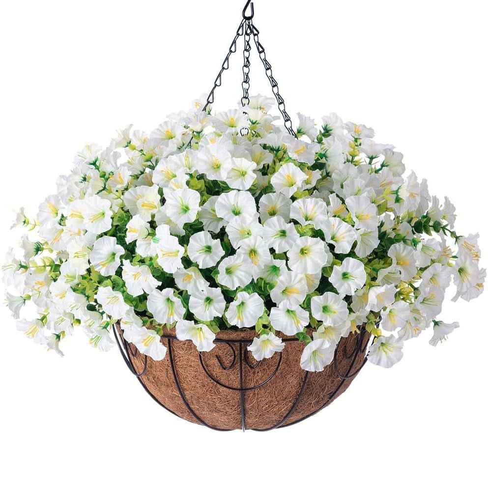 Silk Morning Glory Basket Artificial Flower Decor Outdoor