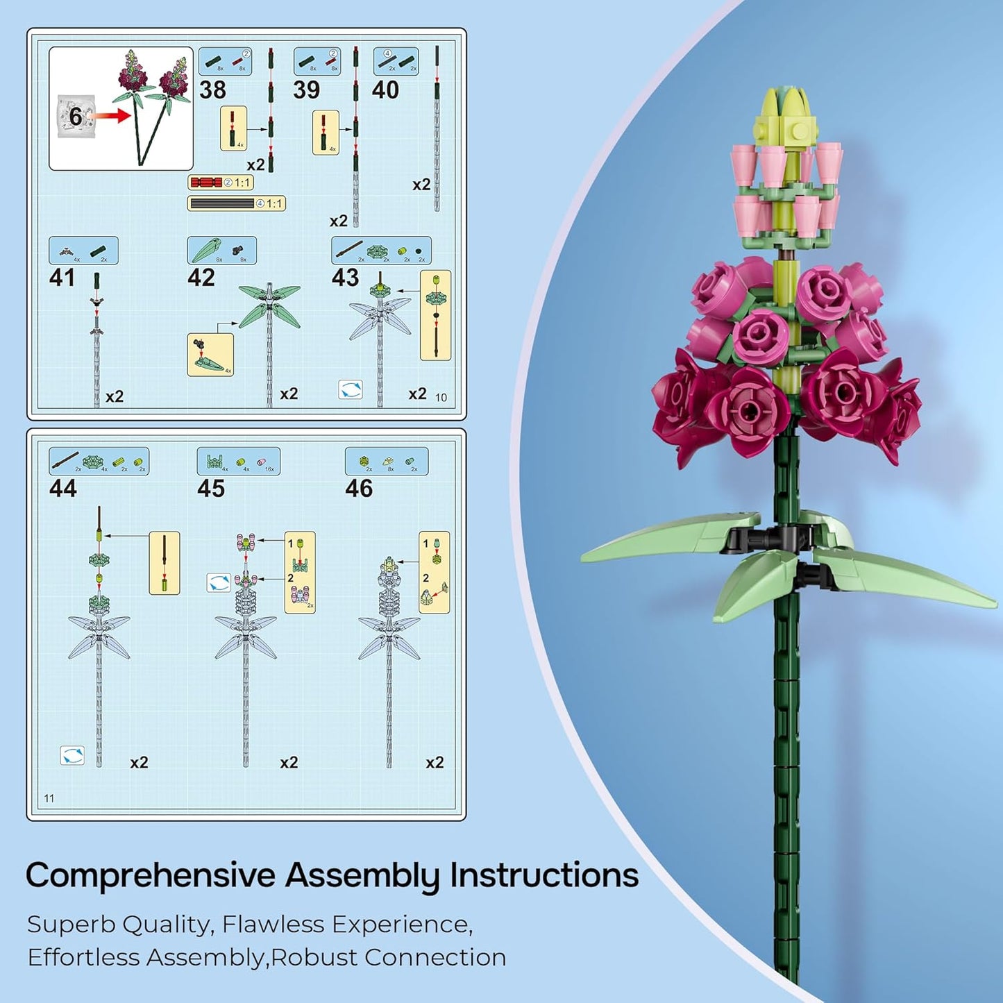 1000 pcs Flower Bouquet Building Kit Artificial Botanical