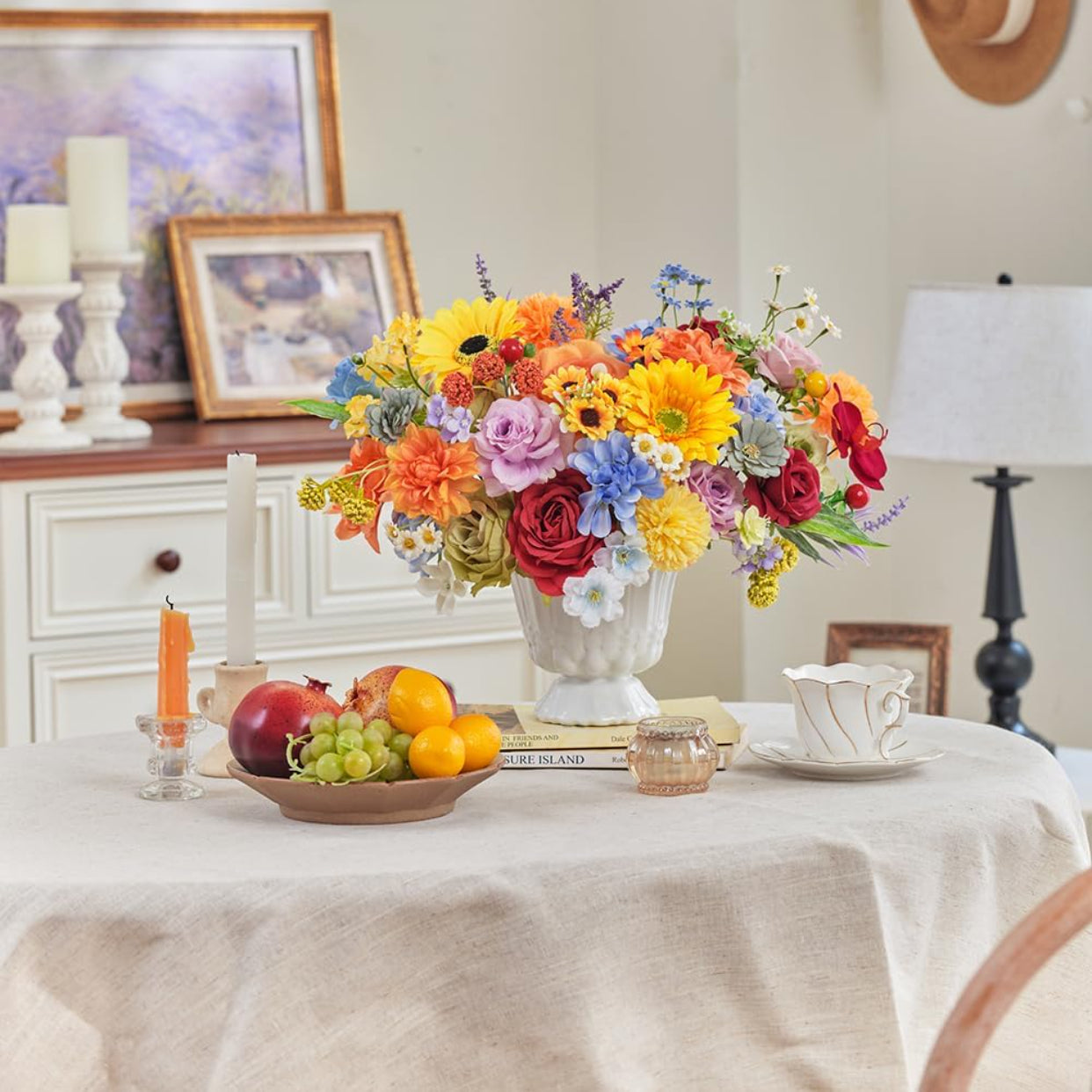 Artificial Multi Flower Mixed Bouquet Silk Floral Arrangement