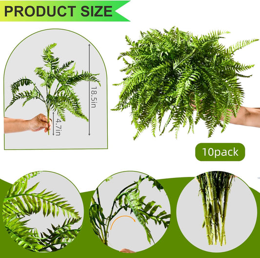 10 pcs Artificial Fern Plants Greenery Home Kitchen