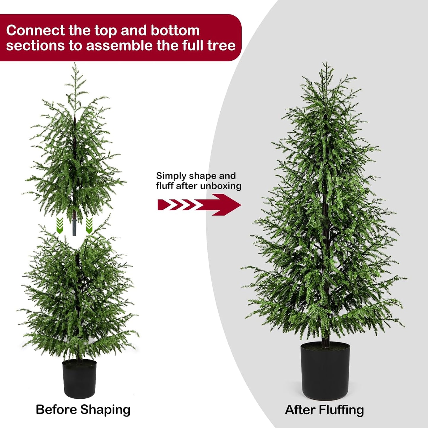 5 ft Artificial Norfolk Pine Tree Potted Trees