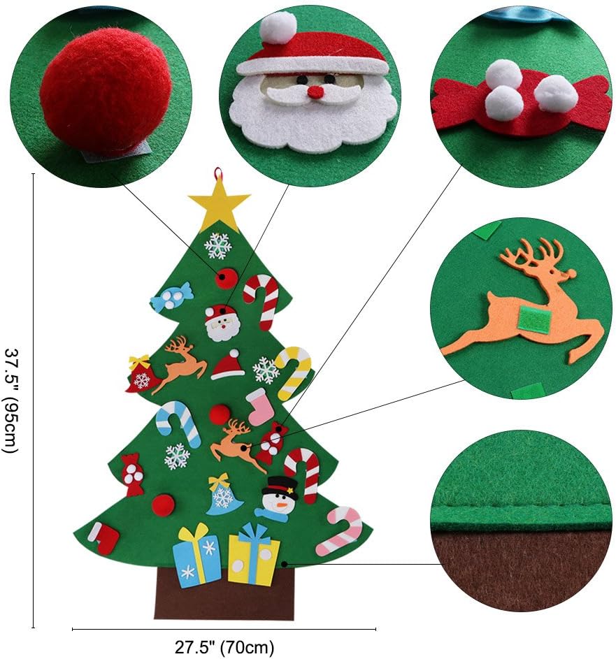 3 ft Diy Felt Christmas Tree Set Glitter