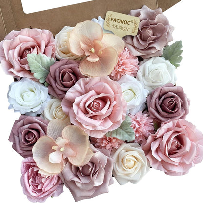 20 Pcs Pink Silk Peonies Roses Wedding Bouquet