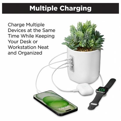 Succulent Usb Charging Station Artificial Plant Decor Dried