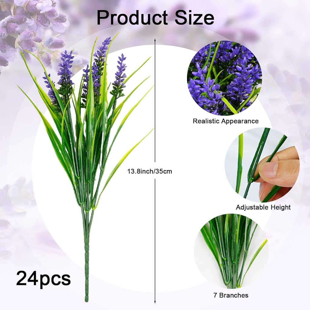 UV Resistant Artificial Lavender Outdoor Flowers Decor Indoor