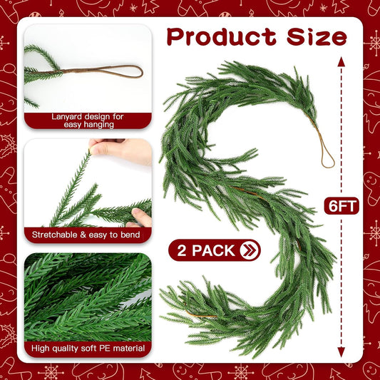 Artificial Norfolk Pine Garland Greenery Christmas Holiday Decor