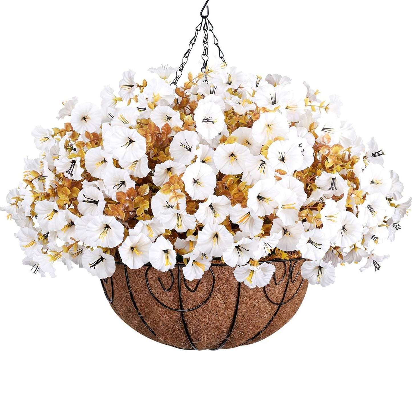 Silk Morning Glory Basket Artificial Flower Decor Outdoor