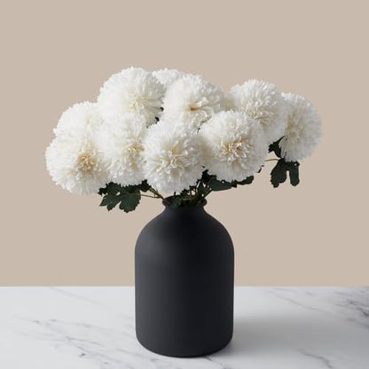 Beige Silk Mum Flowers Eucalyptus Stems Home Kitchen