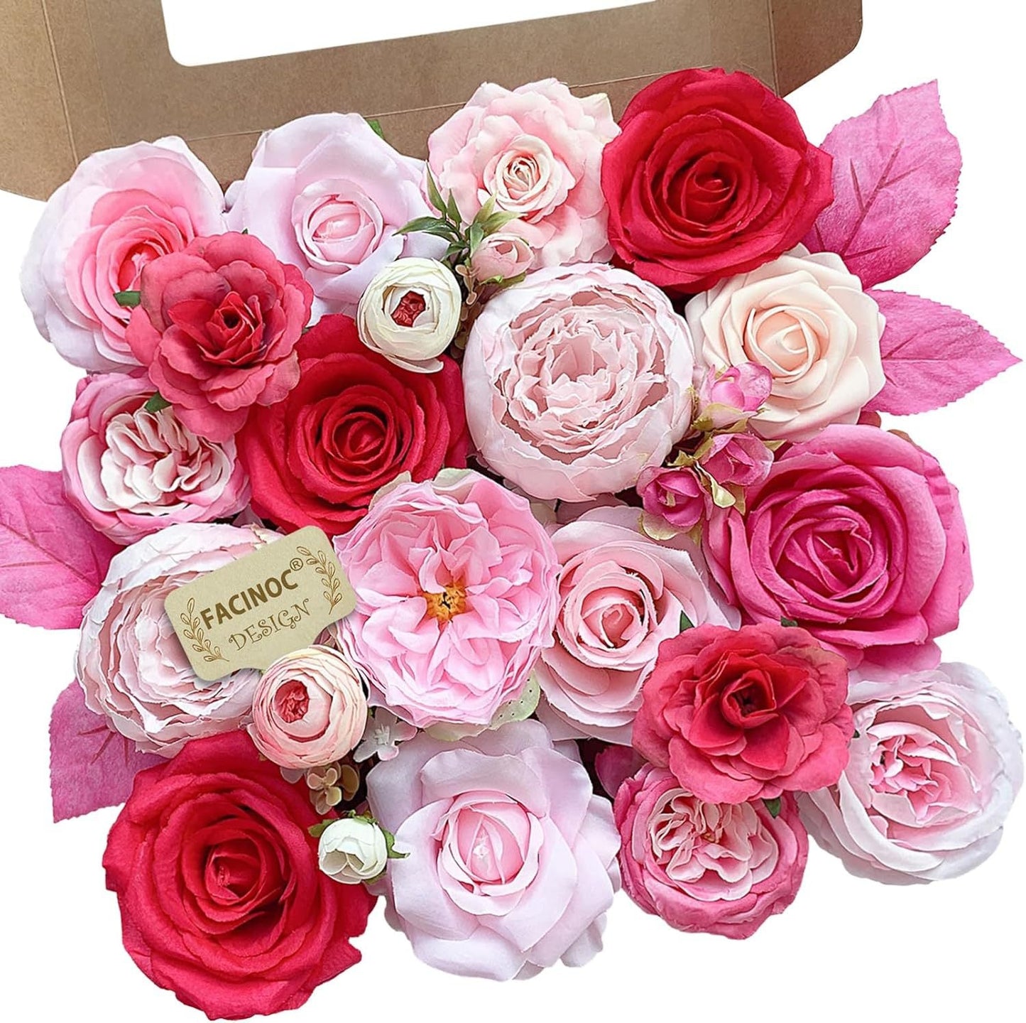 20 Pcs Pink Silk Peonies Roses Wedding Bouquet