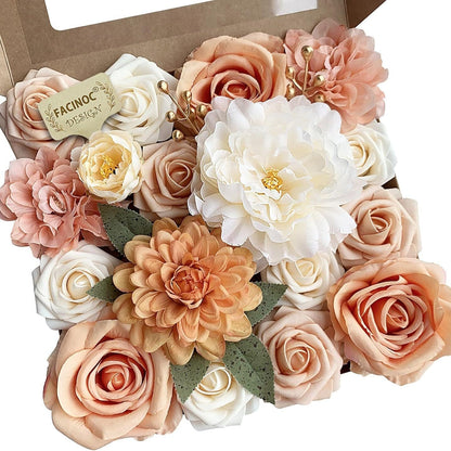 20 Pcs Pink Silk Peonies Roses Wedding Bouquet