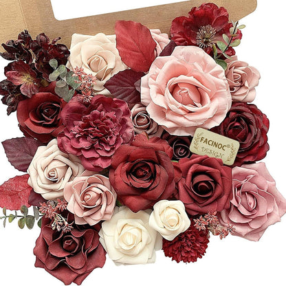 20 Pcs Pink Silk Peonies Roses Wedding Bouquet