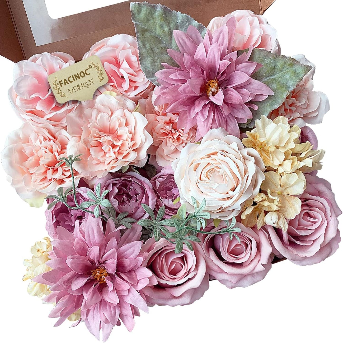 20 Pcs Pink Silk Peonies Roses Wedding Bouquet