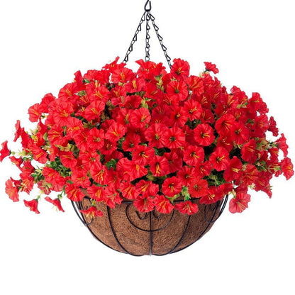 Silk Morning Glory Basket Artificial Flower Decor Outdoor
