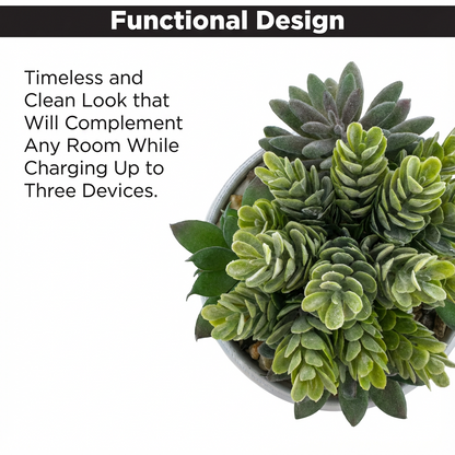 Succulent Usb Charging Station Artificial Plant Decor Dried