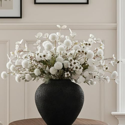 Beige Silk Mum Flowers Eucalyptus Stems Home Kitchen