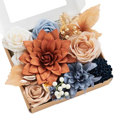 Teal Burnt Orange Silk Foam Wedding Centerpiece Box