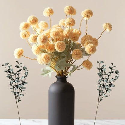 Beige Silk Mum Flowers Eucalyptus Stems Home Kitchen