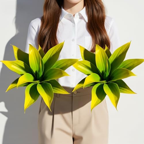 2 pack Artificial Agave Plants Resistant Succulents UV