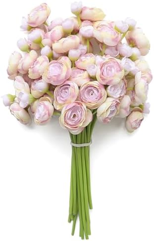18 pcs Dusty Rose Artificial Ranunculus Silk Flowers