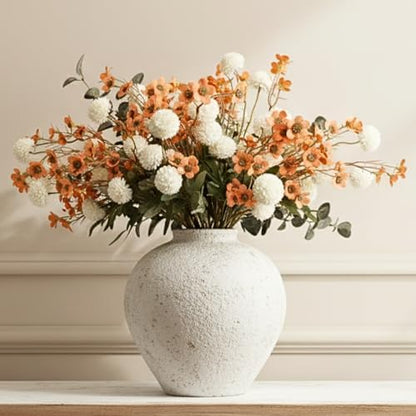 Beige Silk Mum Flowers Eucalyptus Stems Home Kitchen
