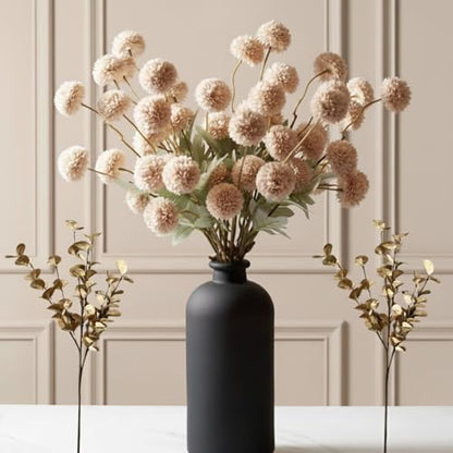 Beige Silk Mum Flowers Eucalyptus Stems Home Kitchen