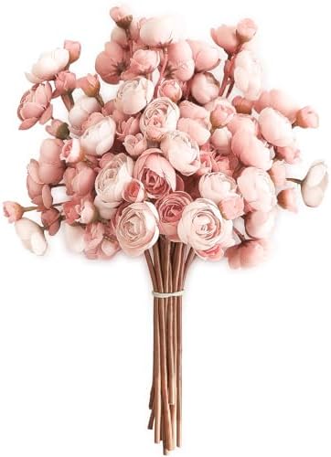 18 pcs Dusty Rose Artificial Ranunculus Silk Flowers