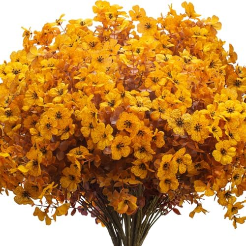 16 bundles Artificial Outdoor Flowers Resistant Silk UV
