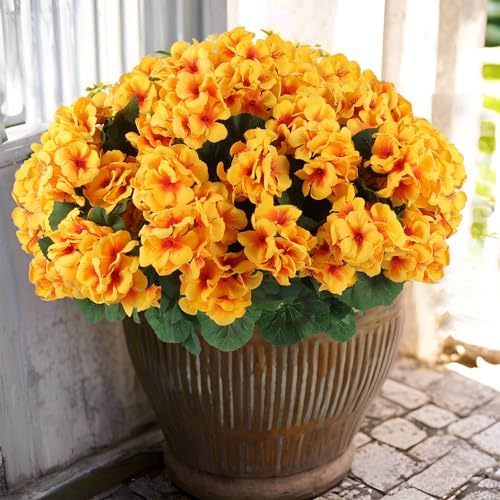 12 pcs Artificial Geranium Flowers Rose Home Kitchen