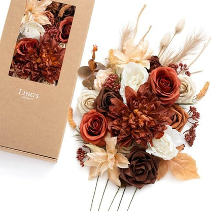 Teal Burnt Orange Silk Foam Wedding Centerpiece Box