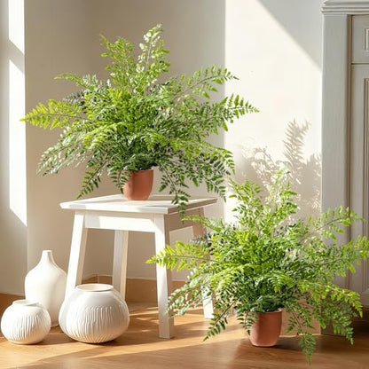 2 pack Artificial Boston Fern Plants Pots Greenery