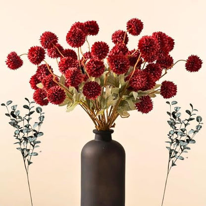 Beige Silk Mum Flowers Eucalyptus Stems Home Kitchen