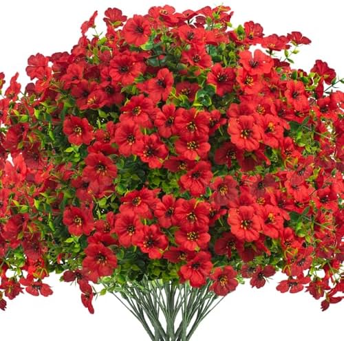 16 bundles Artificial Outdoor Flowers Resistant Silk UV