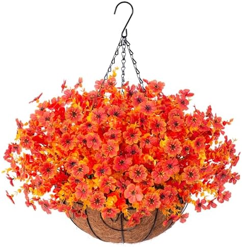 Artificial Hanging Flower Basket Resistant Silk UV Rose
