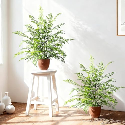 2 pack Artificial Boston Fern Plants Pots Greenery