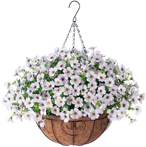 Artificial Hanging Flower Basket Resistant Silk UV Rose
