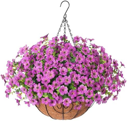 Artificial Hanging Flower Basket Resistant Silk UV Rose