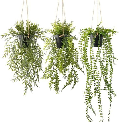 3 pack 20 inch Artificial Hanging Plants Dried