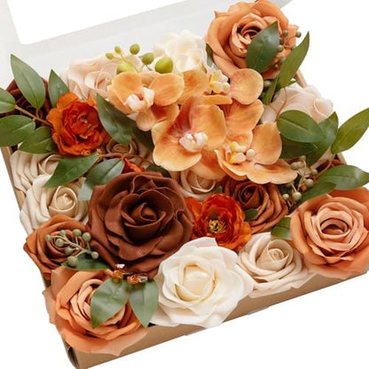 Teal Burnt Orange Silk Foam Wedding Centerpiece Box