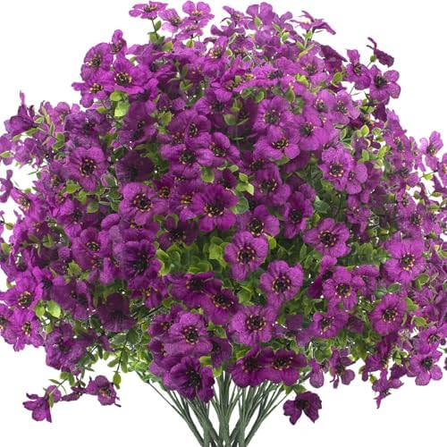16 bundles Artificial Outdoor Flowers Resistant Silk UV
