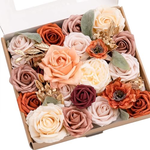 Teal Burnt Orange Silk Foam Wedding Centerpiece Box
