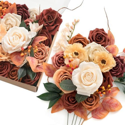 Teal Burnt Orange Silk Foam Wedding Centerpiece Box