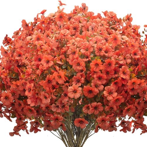 16 bundles Artificial Outdoor Flowers Resistant Silk UV