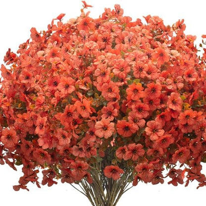 16 bundles Artificial Outdoor Flowers Resistant Silk UV