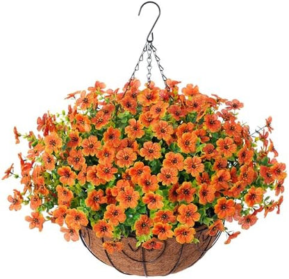 Artificial Hanging Flower Basket Resistant Silk UV Rose