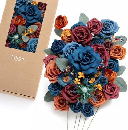 Teal Burnt Orange Silk Foam Wedding Centerpiece Box