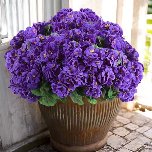 12 pcs Artificial Geranium Flowers Rose Home Kitchen