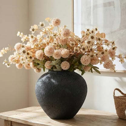 Beige Silk Mum Flowers Eucalyptus Stems Home Kitchen