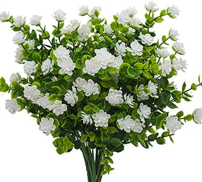 20 Bundles White Faux Plants UV Resistant Porch