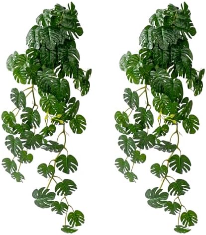 2 pack Artificial Hanging Monstera Plants Resistant UV